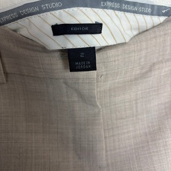 Express Editor Trouser Shorts Neutral Cream Dressy Workwear Sz 2 Low Rise - Picture 3 of 7